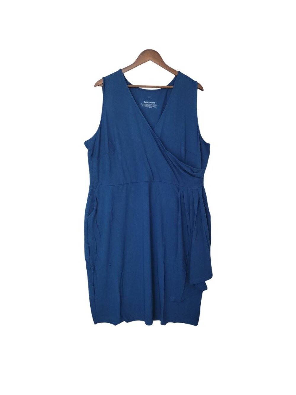 Betabrand Faux Wrap Dress Womens Size 2X Blue Pockets NWT